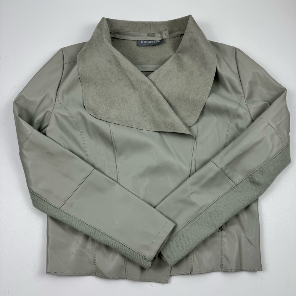 Bagatelle Womens Vegan Faux Leather Drape‎ Open Jacket size Small